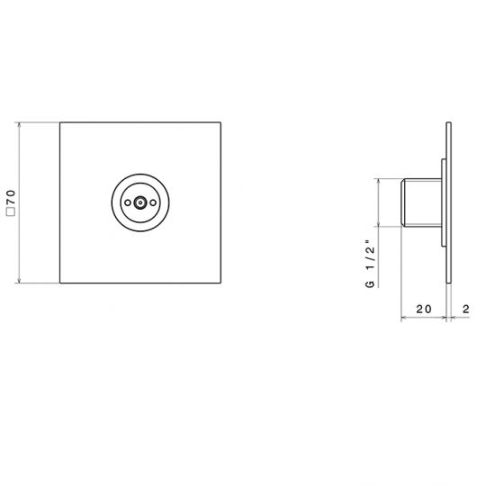 Форсунка Newform Atomizer Jets квадратная из латуни 70x70 мм 691.02.014 схема 2