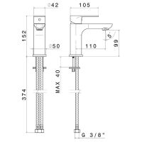 Смеситель для раковины Newform Extro 69312.21.018 1 отверстие схема 2
