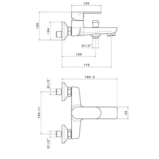 Смеситель для ванны Newform Extro 69340.21.018 с автопереключателем схема 2 Смеситель для ванны Newform Extro 69340.21.018 с автопереключателем схема 2