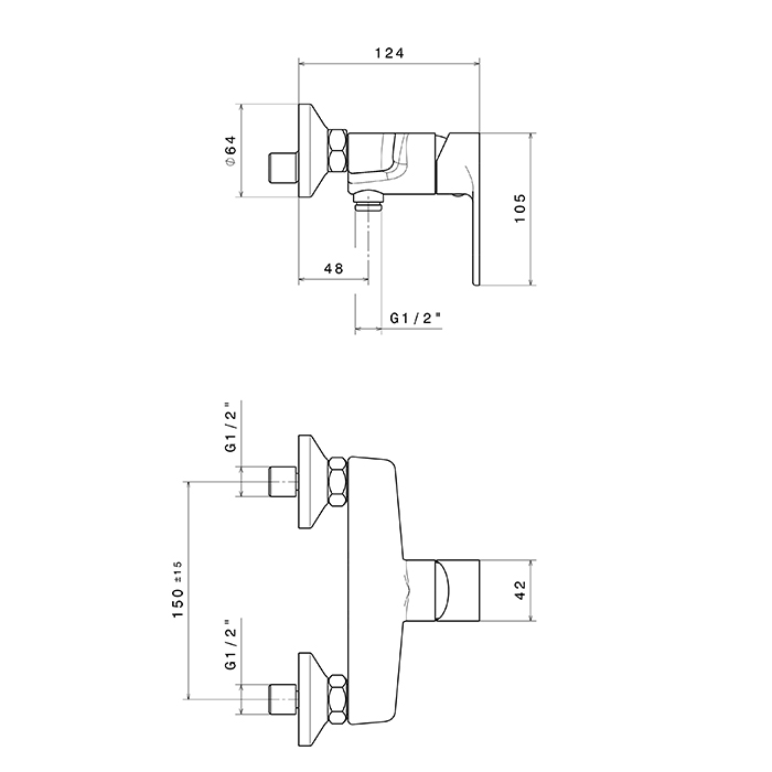 Смеситель для душа Newform Extro 69355.21.018 выход снизу ФОТО