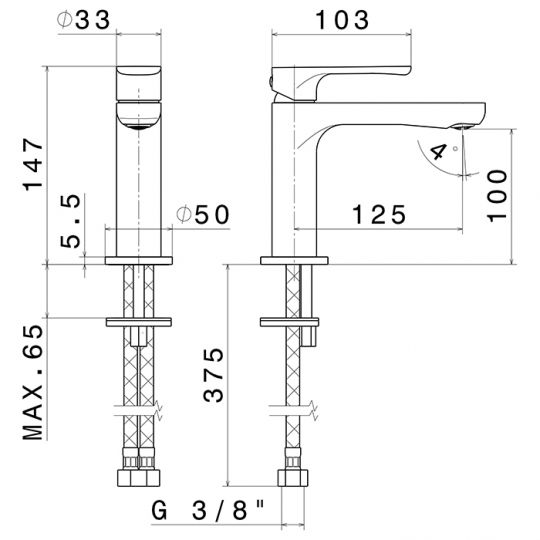 Смеситель для умывальника Newform Linfa II 69412 схема 8