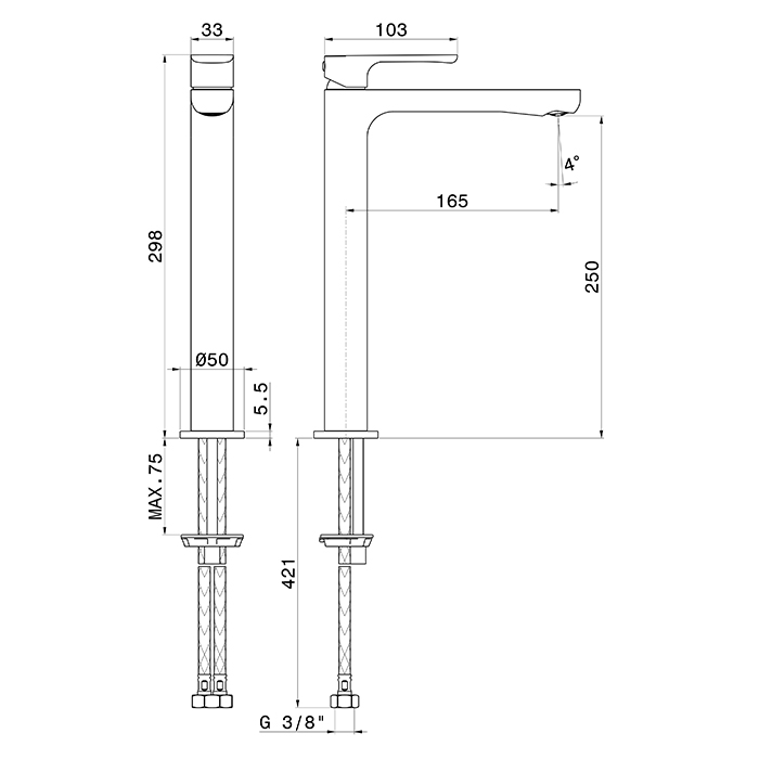 Смеситель высокий для раковины Newform Linfa II 69416 ФОТО