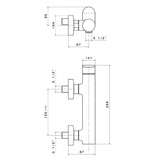Смеситель для душа Newform Linfa II 69455.21.018 выход снизу хром схема 2 Смеситель для душа Newform Linfa II 69455.21.018 выход снизу хром схема 2