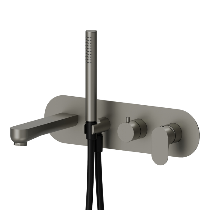 Смеситель встраиваемый для ванны Newform Linfa II 69472E с изливом и ручным душем внешняя часть ФОТО