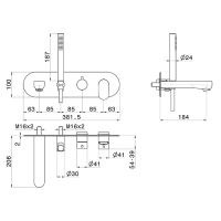 Смеситель встраиваемый для ванны Newform Linfa II 69472E с изливом и ручным душем внешняя часть схема 10