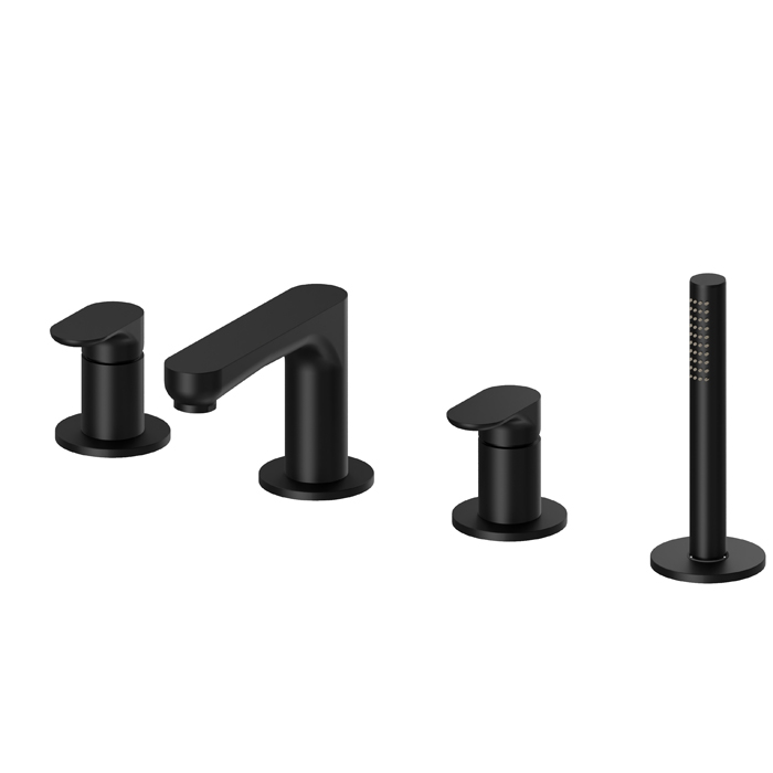 Смеситель на борт ванны Newform Linfa II 69482C 4 отверстия с изливом и ручным душем цена от 103 351 ₽ Фото Смеситель на борт ванны Newform Linfa II 69482C 4 отверстия с изливом и ручным душем