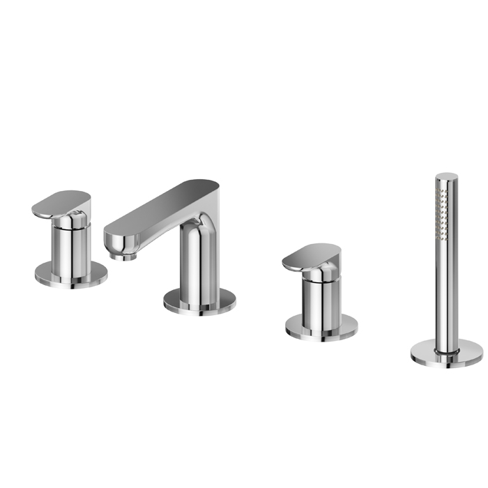 Смеситель на борт ванны Newform Linfa II 69482C 4 отверстия с изливом и ручным душем ФОТО