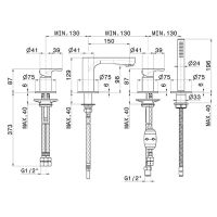 Смеситель на борт ванны Newform Linfa II 69482C 4 отверстия с изливом и ручным душем схема 4 Смеситель на борт ванны Newform Linfa II 69482C 4 отверстия с изливом и ручным душем схема 4