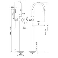Напольный смеситель для ванны Newform Linfa II 69484E с ручным душем внешняя часть схема 12