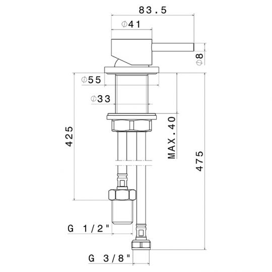 Управление смесителя для раковины Newform X-Steel 316 69624X схема 3