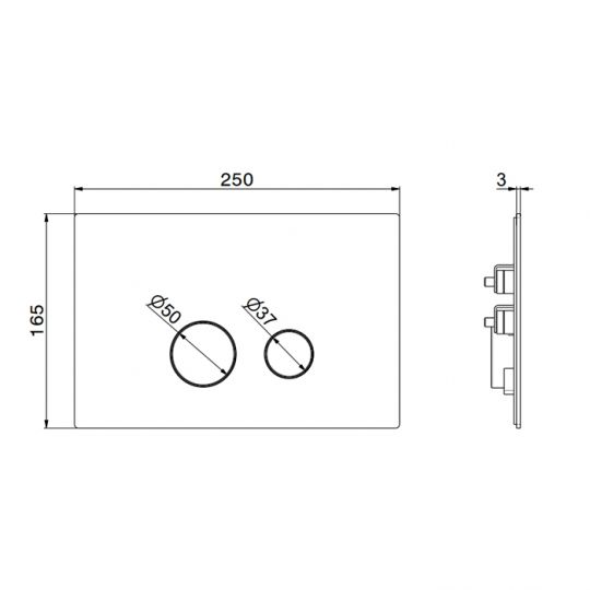 Клавиша смыва для унитаза Newform X-STEEL 316 69642X двойная для систем инсталляций TECE схема 5