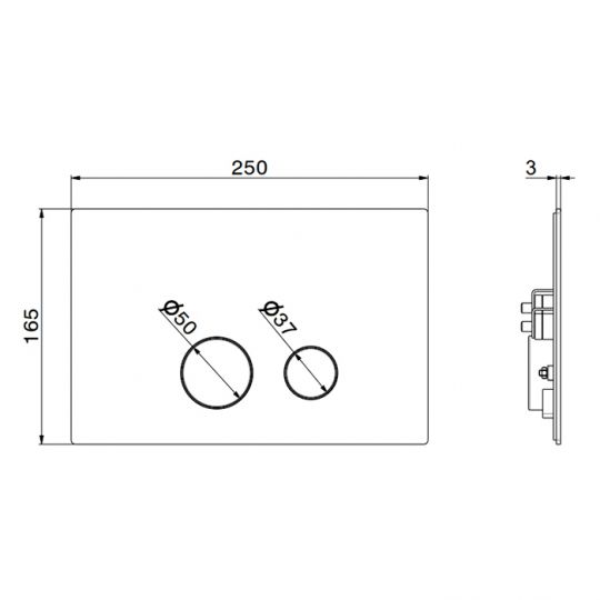 Клавиша смыва для унитаза Newform X-STEEL 316 69643X двойная для систем инсталляций GEBERIT SIGMA 8 & SIGMA 12 схема 2