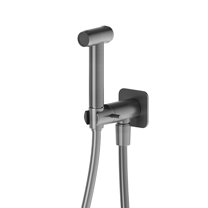 Изображение Гигиенический душ Newform X-STEEL 316 руч. лейка 69644X.59.064 уголок с держателем без смесителя PVD Brushed gun metal