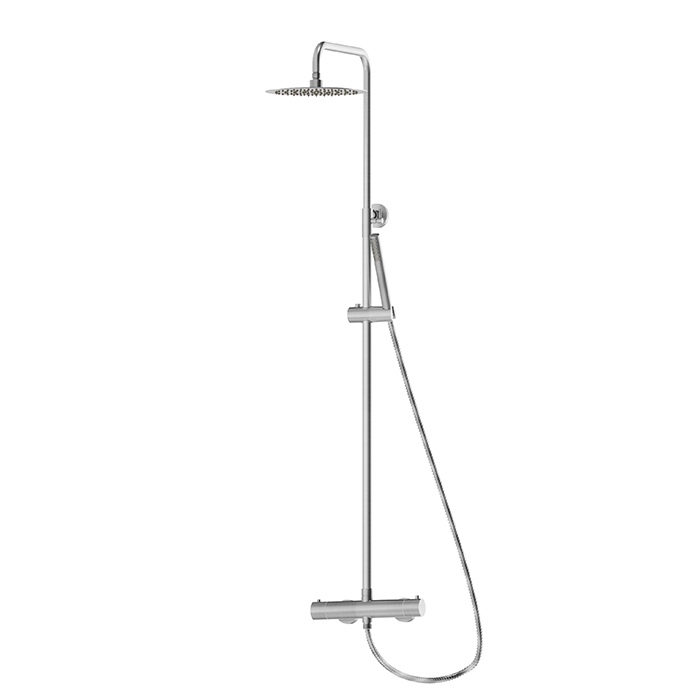 Изображение Душевая стойка с термо Newform X-STEEL 316 69650X.50.050 верхний душ 25 см ручной душ шланг 150 см INOX