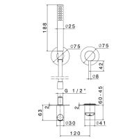 Смеситель для душа Newform X-STEEL 316 69676EX встраиваемый ручной душ кронштейн шланг 150 см схема 5 Смеситель для душа Newform X-STEEL 316 69676EX встраиваемый ручной душ кронштейн шланг 150 см схема 5