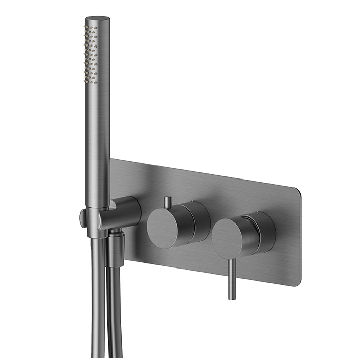 Смеситель для душа Newform X-STEEL 316 69679EX.50.050 на 2 выхода ручной душ кронштейн на декоративной платине (для 31030) ФОТО