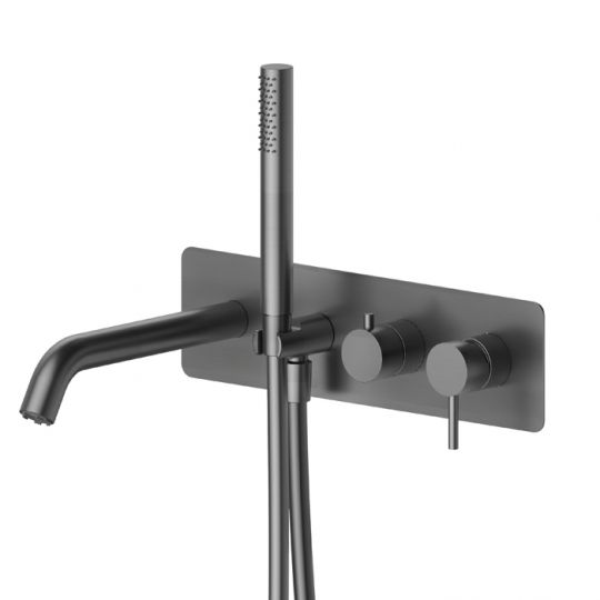 Смеситель для ванны Newform X-STEEL 316 69680EX встраиваемый с ручным душем излив 23.1 см схема 3