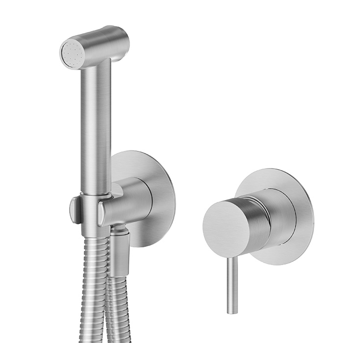 Изображение Смеситель с гигиеническим душем Newform X-STEEL 316 69681EX.50.050 держатель шланг 120 см Stainless Steel