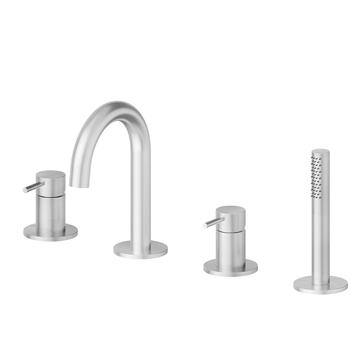 Изображение Смеситель для ванны набортный с Newform X-STEEL 316 69682XC в комплекте с ручной лейкой