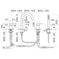 Смеситель для ванны набортный с Newform X-STEEL 316 69682XC в комплекте с ручной лейкой схема 8 Смеситель для ванны набортный с Newform X-STEEL 316 69682XC в комплекте с ручной лейкой схема 8