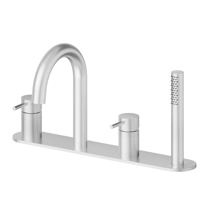 Изображение Смеситель на борт ванны Newform X-Steel 316 69689XC.50.050 4 отверстия с изливом и ручным душем