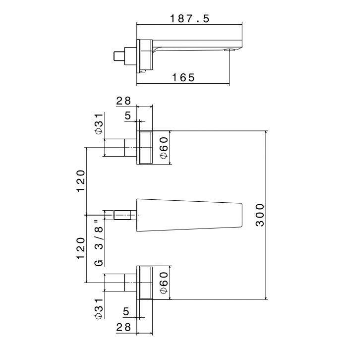 Смеситель настенный для раковины Newform ParkLE 69728E ФОТО