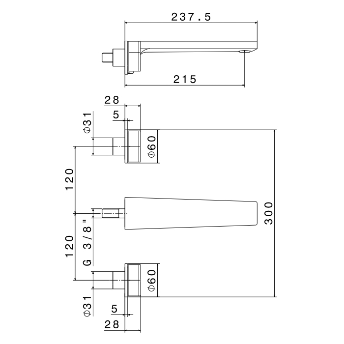 Смеситель для раковины Newform ParkLE 69730E встраиваемый в стену ФОТО