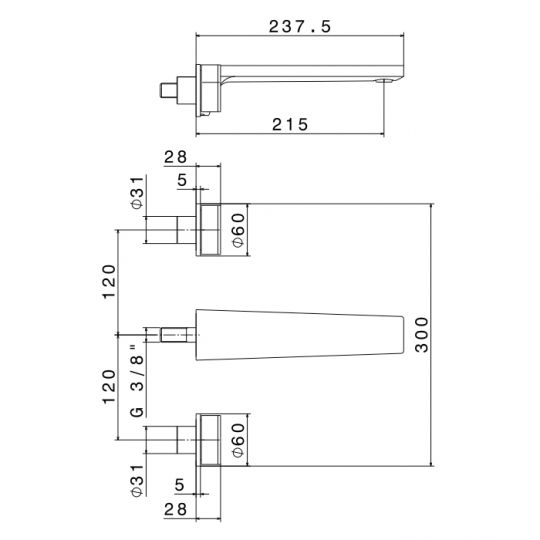 Смеситель для раковины Newform ParkLE 69730E встраиваемый в стену схема 3