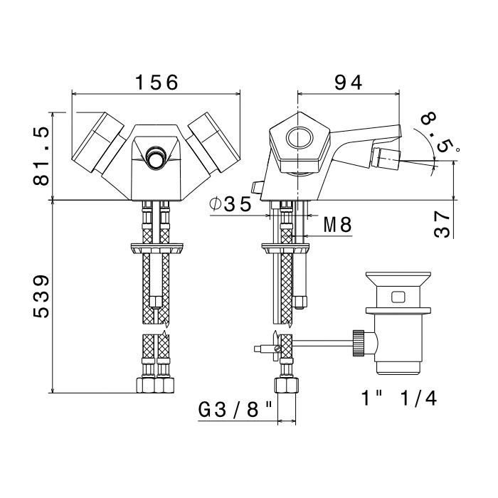 Смеситель для биде Newform ParkLE 69735 с донным клапаном ФОТО