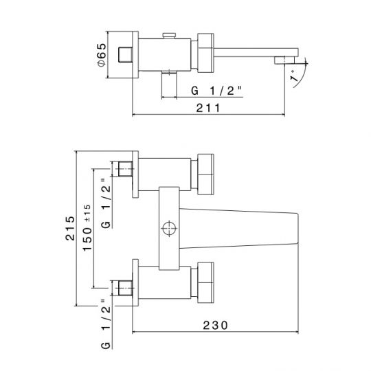 Смеситель для ванны Newform ParkLE 69740 настенный схема 4