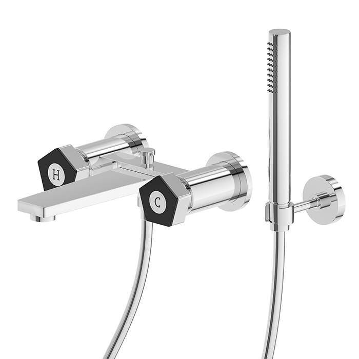 Изображение Смеситель для ванны Newform ParkLE 69740C с держателем для душа ручным душем и шлангом