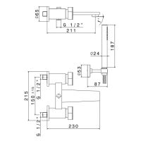 Смеситель для ванны Newform ParkLE 69740C с держателем для душа ручным душем и шлангом схема 3