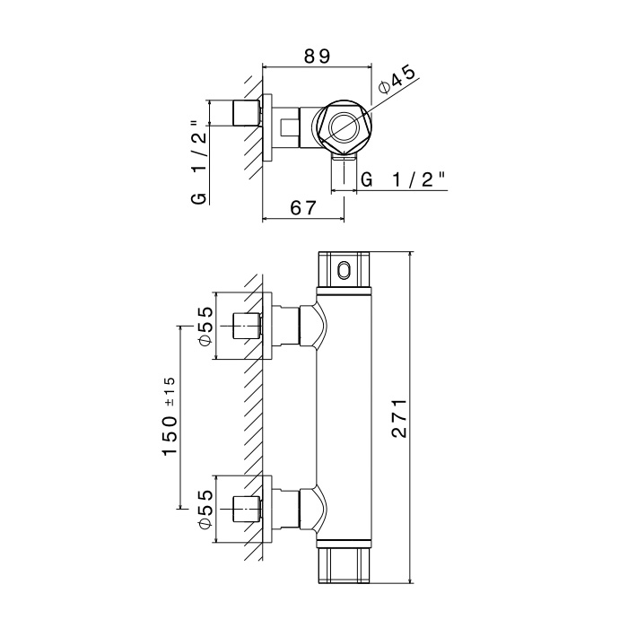 Смеситель настенный для душа Newform ParkLE 69749 термостатический ФОТО
