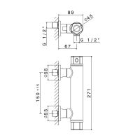 Смеситель настенный для душа Newform ParkLE 69749 термостатический схема 3