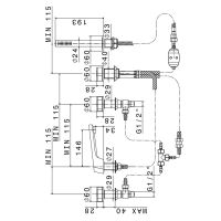 Смеситель Newform ParkLE 69782C на борт ванны 5 отверстий с ручным душем схема 2