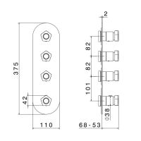 Встраиваемый термостатический смеситель для душа Newform ParkLE 69803E на 3 потока схема 3