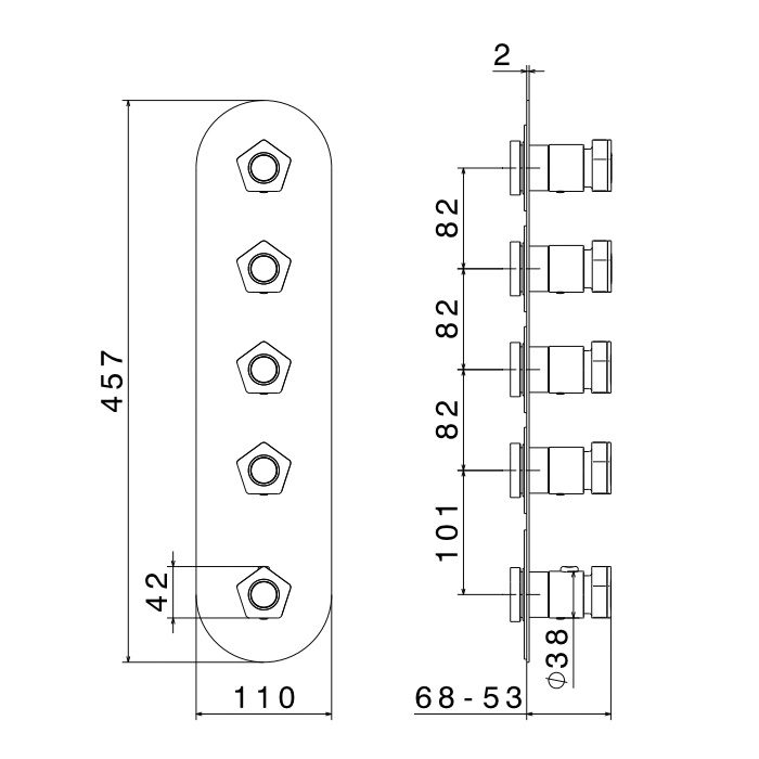 Смеситель для душа термостатический Newform ParkLE 69804E встраиваемый на 4 потока ФОТО