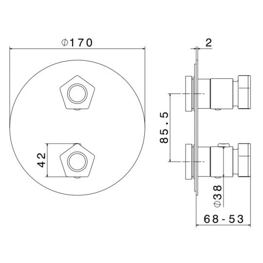 Смеситель для душа Newform ParkLE 69808E встраиваемый термостатический схема 3