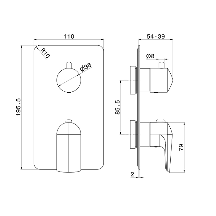 Смеситель термостат для душа Newform Delta Zero 69857E встраиваемый внешняя часть ФОТО