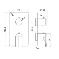 Смеситель термостат для душа Newform Delta Zero 69857E встраиваемый внешняя часть схема 3