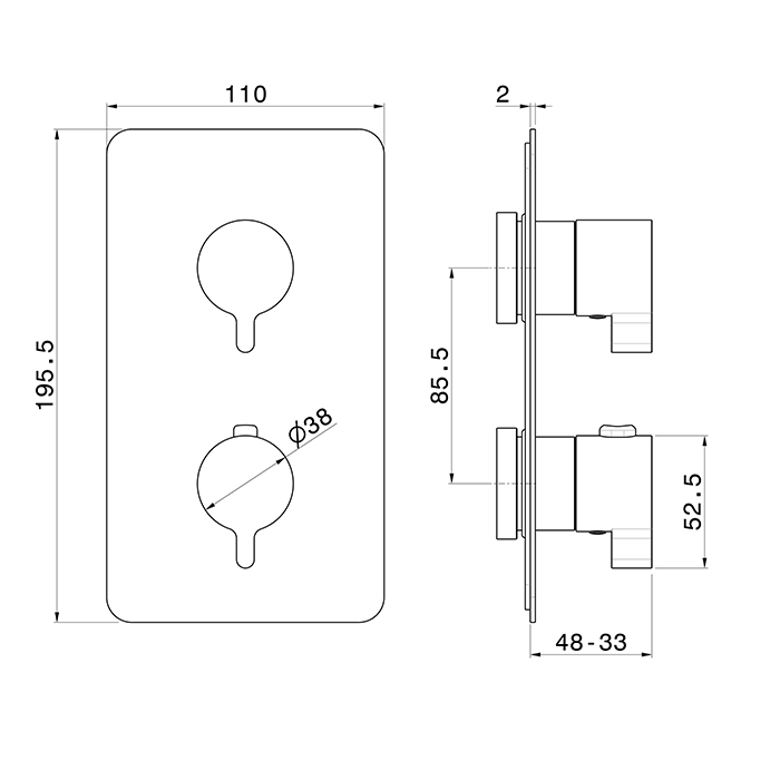 Смеситель термостатический Newform B-Easy 69882E.21.018 встраиваемый с переключателем потоков ФОТО