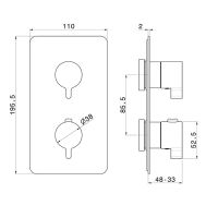 Смеситель термостатический Newform B-Easy 69882E.21.018 встраиваемый с переключателем потоков схема 2