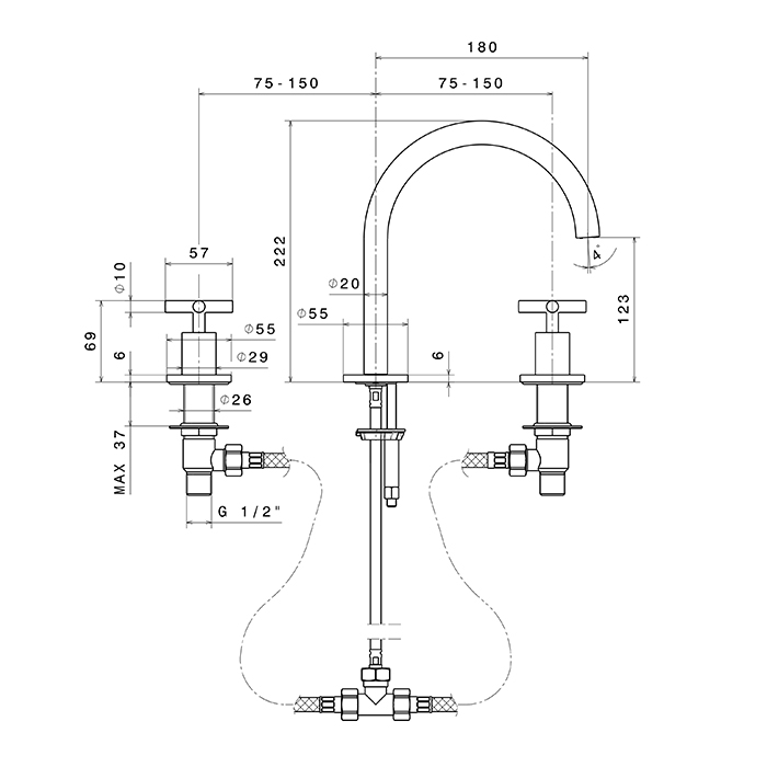 Смеситель для умывальника Newform Blink 70800 на 3 отверстия ФОТО