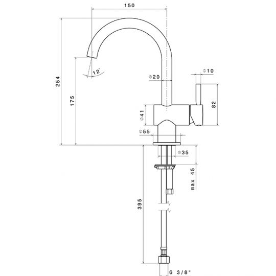 Смеситель для раковины Newform Blink 70812 1 отверстие схема 5