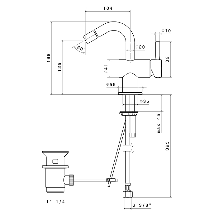 Смеситель для биде Newform Blink 70825 с донным клапаном ФОТО