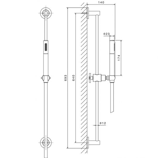 Душевой гарнитур штанга Newform Blink 70856.01.093 ручной душ из латуни шланг 150 см схема 2