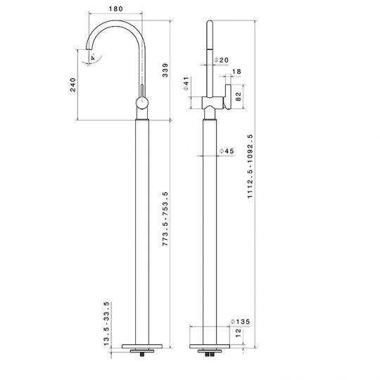 Смеситель для раковины Newform Blink Chic 71018E напольный внешняя часть схема 4