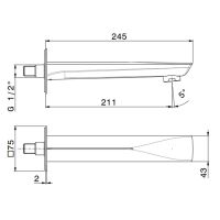 Излив для ванны Newform Delta Zero 72288.21.018 настенный G1/2 схема 2