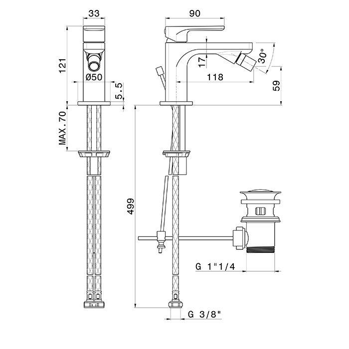Смеситель Newform B-Easy 72625 для биде с донным клапаном ФОТО