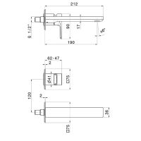 Встраиваемый в стену меситель для раковины Newform B-Easy 72628E внешняя часть схема 4 Встраиваемый в стену меситель для раковины Newform B-Easy 72628E внешняя часть схема 4